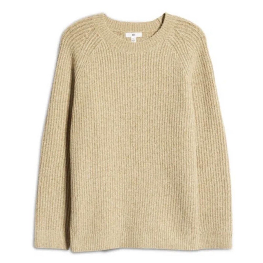 BP Nordstrom Womens NWT Plaited Stitch Crewneck Pullover Sweater Tan Sz S Knit - Picture 2 of 7